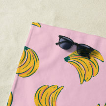 Gelber Pop Art Banana Muster auf rosa Hintergrund