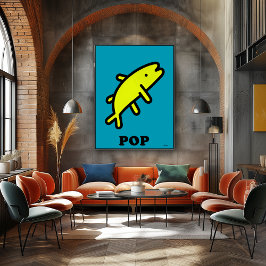 Gelber Pop Art Bold Animal Cartoon Silhouette Poster