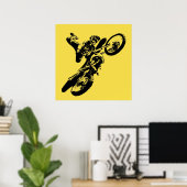 Gelber Pop Art Motocross Motorrad Sport Poster (Heimbüro)