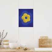 Gelber Pop Blume Kunstposter in Blau Poster (Küche)