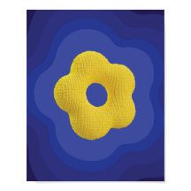 Gelber Pop Blume Kunstposter in Blau