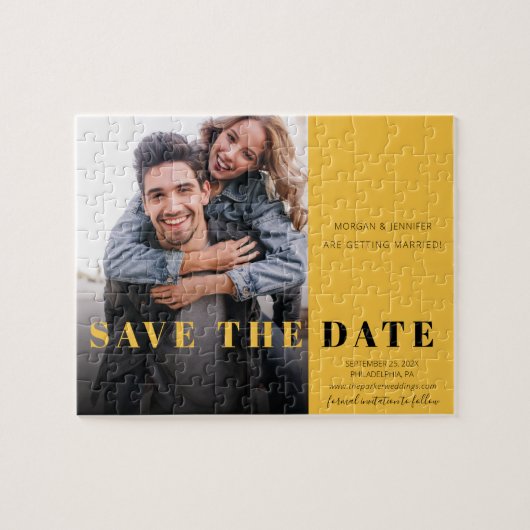 Gelber Pop Save the Date Puzzle (Horizontal)