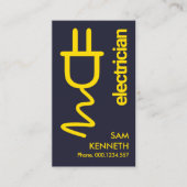 Gelber Power Minimalistischer Blauer Elektriker Visitenkarte (Vorderseite)