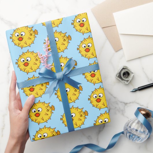 Gelber Puffsfisch  Geschenkpapier (Schenken)