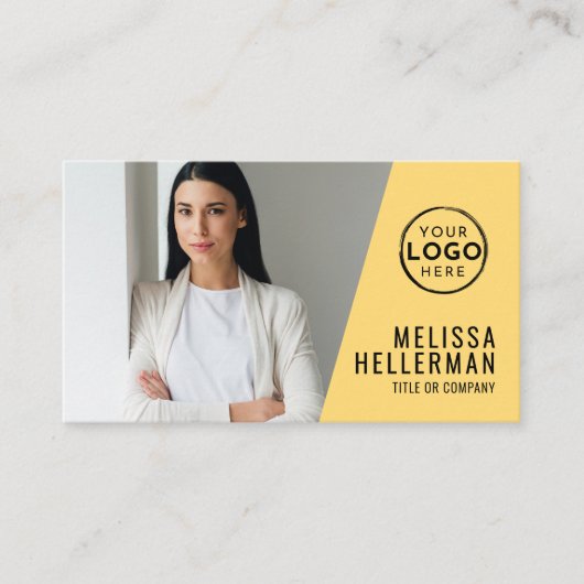 Gelber QR-Code Firma Ihr Logo Visitenkarte (Vorderseite)