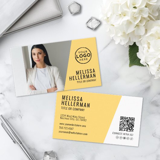 Gelber QR-Code Firma Ihr Logo Visitenkarte