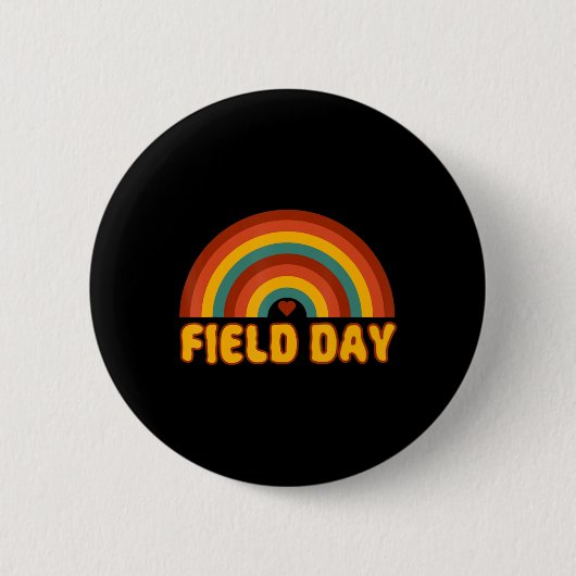 Gelber Regenbogenfeld-Lehrer des Retro-Feldtages Button (Vorderseite)