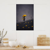 Gelber Regenschirm Dunkle Whimsical Blumenposter Poster (Küche)