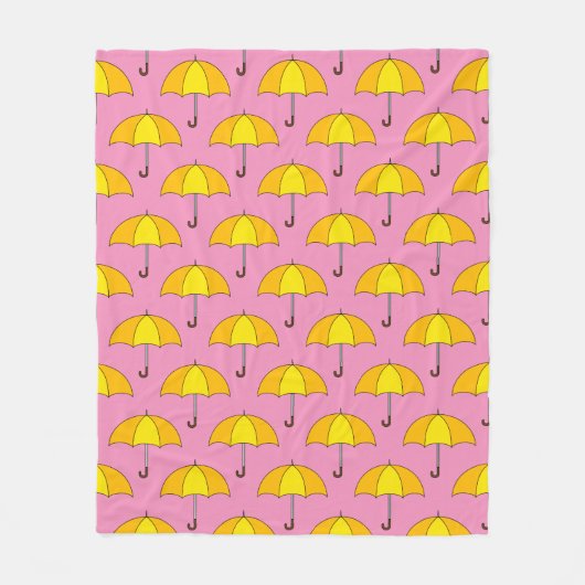 Gelber Regenschirm Fleecedecke (Vorderseite)