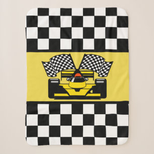 Gelber Rennwagen: Schachbrett-Flagge Sherpadecke