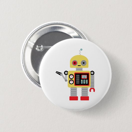 Gelber Roboter Button (Vorne & Hinten)