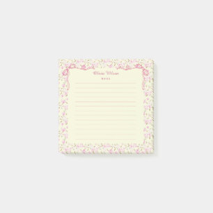 Gelber Rosa Blumen Coquette Bogen Benutzerdefinier Post-it Klebezettel