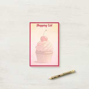 Gelber Rosa Süßer Vintage-Stil Kirsch Cupcake Post-it Klebezettel