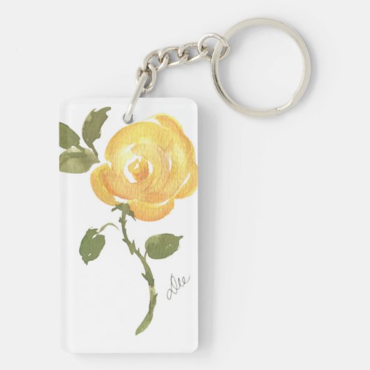 Gelber Rose Akryllischer Schlüsselanhänger (Rückseite)