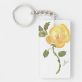 Gelber Rose Akryllischer Schlüsselanhänger (Vorderseite)