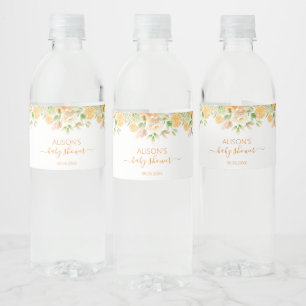 Gelber Rosen-Blumen-Girlande Mädchen Baby Shower Wasserflaschenetikett
