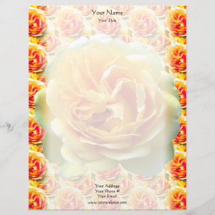Gelber Rosen-Blüten-Briefkopf Briefbogen