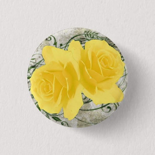 Gelber Rosen Knopf Button (Vorderseite)