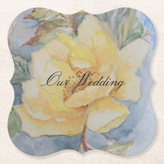 Gelber Rosenpapier-Untersetzer Untersetzer (Vorderseite)