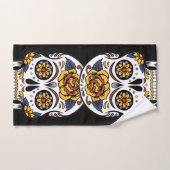 Gelber Rosenzucker-Schädel auf schwarz Badhandtuch Set (Handtuch)