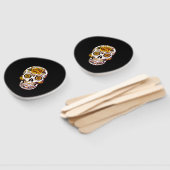 Gelber Rosenzucker-Schädel auf schwarz Fächer (Non-assembled)