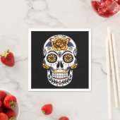 Gelber Rosenzucker-Schädel auf schwarz Serviette (Beispiel)