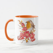 Gelber Rotkehlchen und rote Pfeffer Tasse (Links)