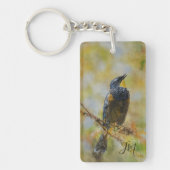 Gelber Rumped Warbler Bird-Malername Schlüsselanhänger (Vorderseite)