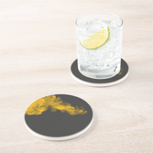 Gelber Sandstein-Untersetzer mit einzigartiger Tex Getränkeuntersetzer (Seite)