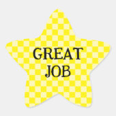 Gelber Schachbrettschuh Stern-Aufkleber (Vorderseite)