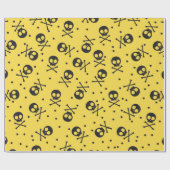 Gelber Schädel und Kreuzknochen Geschenkpapier (Flach)