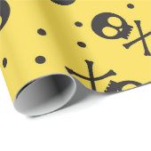 Gelber Schädel und Kreuzknochen Geschenkpapier (Rolleneckpunkt)