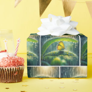 Gelber Schmetterling in einem Regenschauer Geschenkpapier
