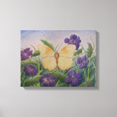 Gelber Schmetterling mit Blumen Leinwanddruck (Vorderseite)