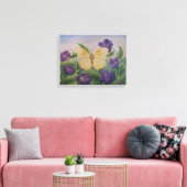 Gelber Schmetterling mit Blumen Leinwanddruck (Insitu (Wohnzimmer))