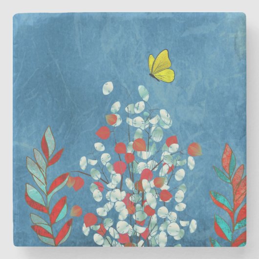 Gelber Schmetterling Steinuntersetzer (Vorderseite)