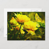 Gelber Schmetterling und die Rose Postkarte (Vorne/Hinten)