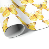 Gelber Schmetterlinge Geburtstag Geschenkpapier (Rolleneckpunkt)