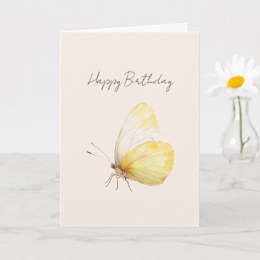 Gelber Schmetterlings-Geburtstag Karte (Kleine Pflanze)