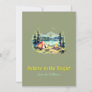 Gelber Schriftart Weihnachtsfeiertag Camp Lake Feiertagskarte