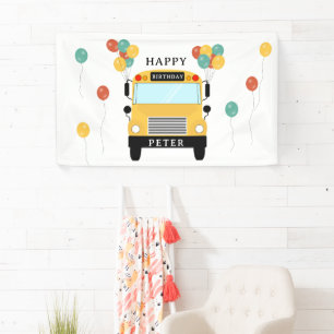 Gelber Schulbus Kindergeburtstagsfeier Banner