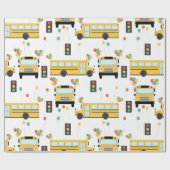 Gelber Schulbus Kindergeburtstagsfeier Geschenkpapier (Flach)
