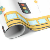Gelber Schulbus Kindergeburtstagsfeier Geschenkpapier (Rolleneckpunkt)