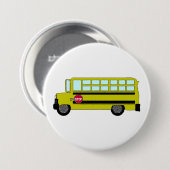 Gelber Schulbus mit Stoppschild Button (Vorne & Hinten)