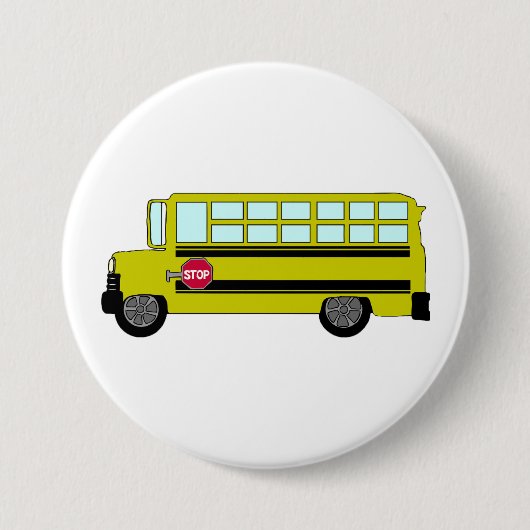 Gelber Schulbus mit Stoppschild Button (Vorderseite)