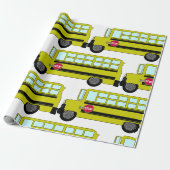 Gelber Schulbus mit Stoppschild Geschenkpapier (Ungerollt)