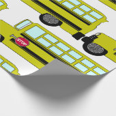 Gelber Schulbus mit Stoppschild Geschenkpapier (Ecke)