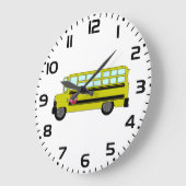 Gelber Schulbus mit Stoppschild Große Wanduhr (Winkel)