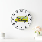 Gelber Schulbus mit Stoppschild Große Wanduhr (Zuhause)