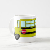 Gelber Schulbus mit Stoppschild Kaffeetasse (Vorderseite Links)